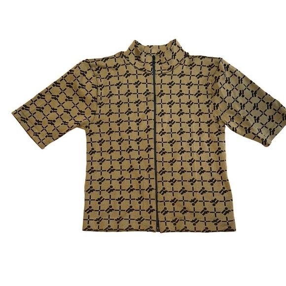 “If” zippered mock collar crop top Out From Under Urban Outfitters sz Med Taupe - Picture 2 of 8